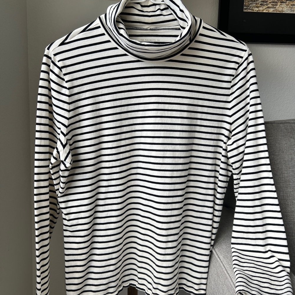 Talbots Black and White Cotton Turtleneck